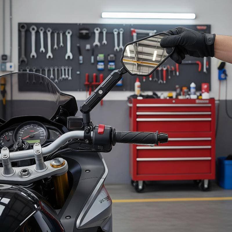 [Luckybaby-t] Espelhos Laterais Ajustáveis Com Ângulo Dobrável Universal Para Guidão De Moto , 1 Par De Retrovisores Bic