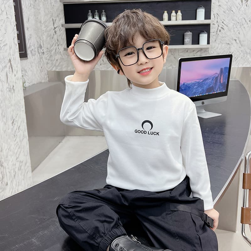 Meninos forro de lã camisa de fundo outono inverno 26 novo estilo crianças engrossado manga comprida bebê All-match quen