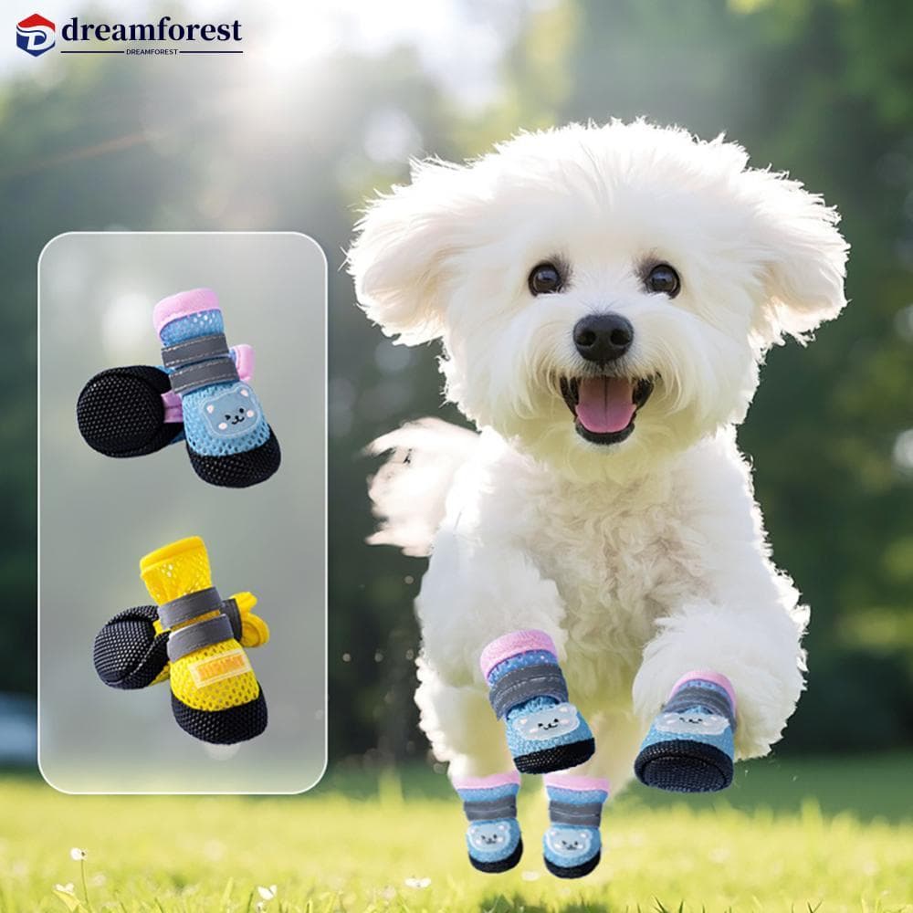 DREAMFOREST Sandálias De Malha Respirável Para Cães Pequenos Sapatos De Verão Animais De Estimação Com Sola Elástica Ant
