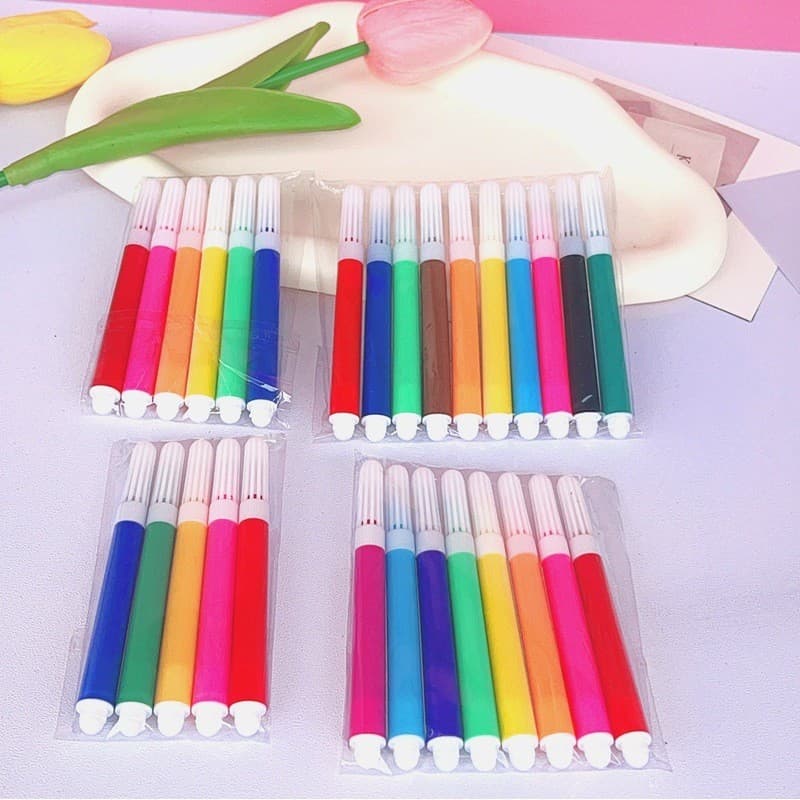 6 cores 12 cores Mini Graffiti aquarela caneta crianças diy escova colorir caneta pintura suprimentos presentes do estud