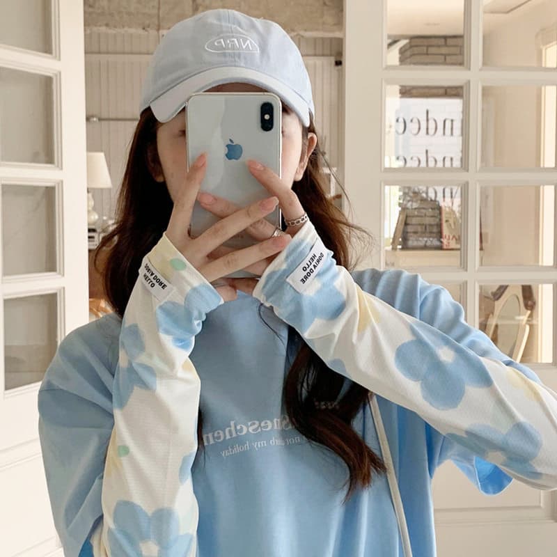 RD protetor solar de seda gelo manga feminino pára-sol Anti-ultravioleta condução braço guarda sem dedos coreano bonito