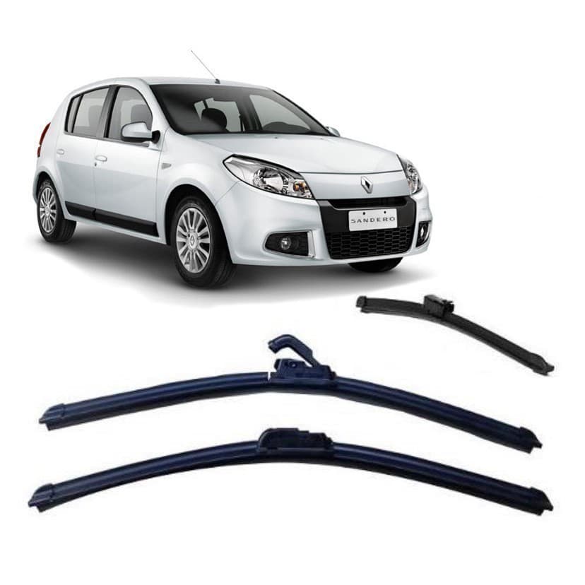 Kit 3 Palhetas Limpador De Parabrisa Dianteiro + traseiro Renault Sandero 2007 Até 2014