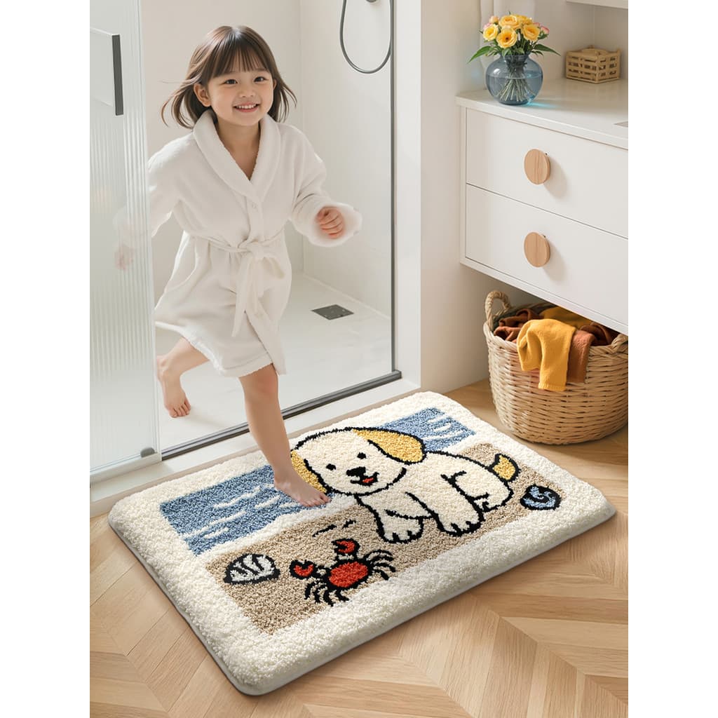 Tapete absorvente de banheiro, bonito, secagem rápida, engrossado, porta de banheiro, antiderrapante, reunindo pés, tape
