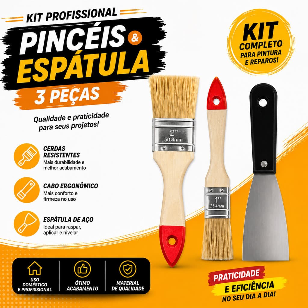 Kit Pintura Profissional Conjunto Pinceis e Espátula Completo