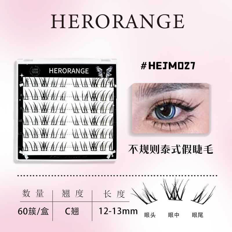 Leve Pinch Estilo Tailandês!HERORANGE Cílios postiços tailandeses irregulares, sem cola, Viscose segmentada removível, d