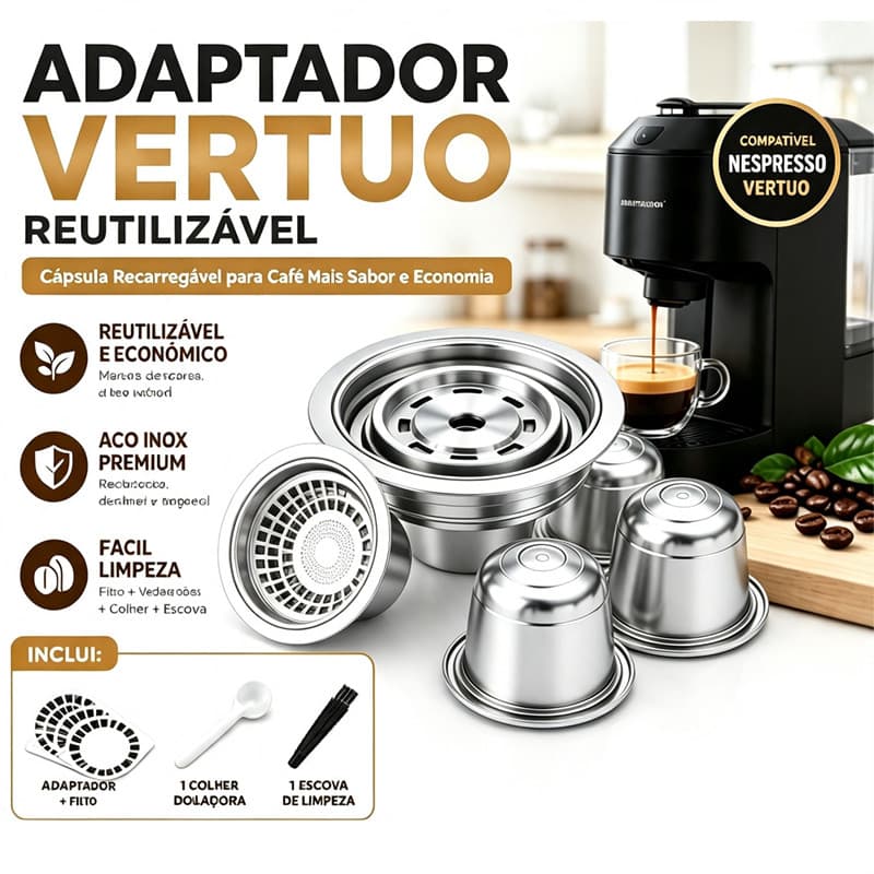 Cápsula Adaptadora Reutilizável Nespresso Vertuo 40ml Compatível com Next e Pop para Café