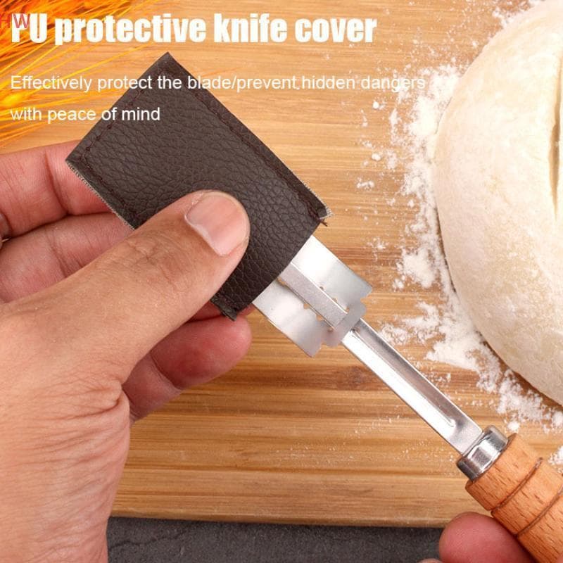 Punho de madeira maciça 5 peças equipamento lâmina sobressalente cortador de pão conjunto lâmina substituível Baguette s