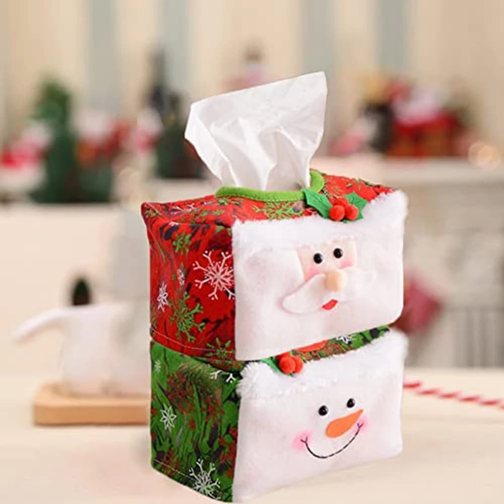 Feliz Natal Caixa De Papel De Tecido Vermelho Verde Papai Noel Boneco De Neve Suporte De Toalha Capa Ano Novo Decoração