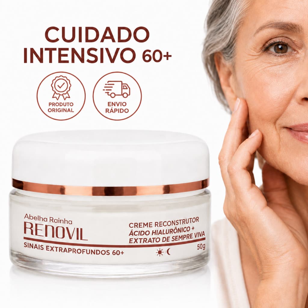 Creme Antiidade Reconstrutor Renovil Acido Hialuronico+Extrato Sempre Viva Sinais Extraprofundos 60+ Dia e Noite