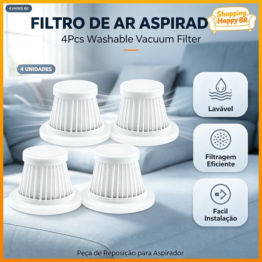 Filtro Lavável Do Aspirador De Pó Carro De 4 Pces , Acessórios Da Substituição Para O Vácuo Portátil Sem Fio