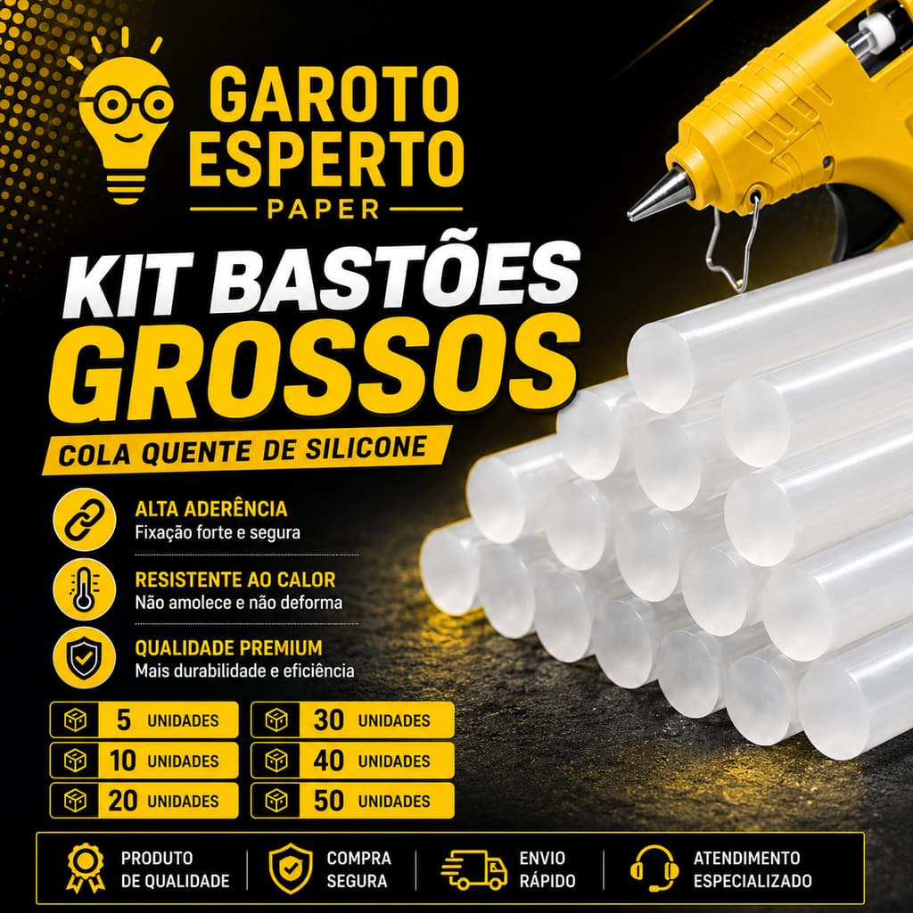 Kit Bastão Cola Quente Grosso Silicone Transparente CIS 5 10 20 30 40 50 Unidades