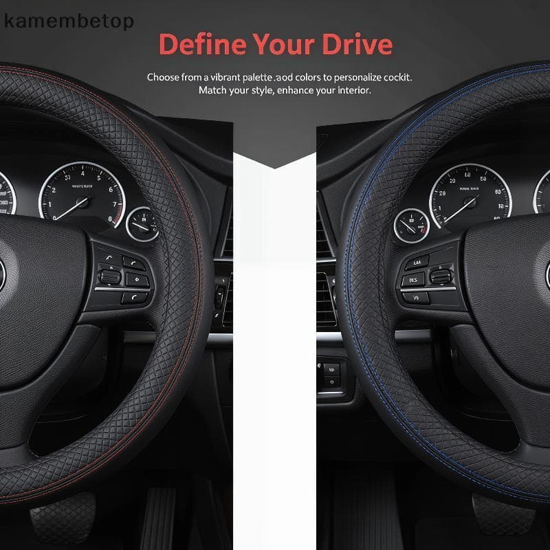 Capa Universal Para Volante De 37-38cm , Couro Sintético Estética Aprimorada Do Interior Veículo