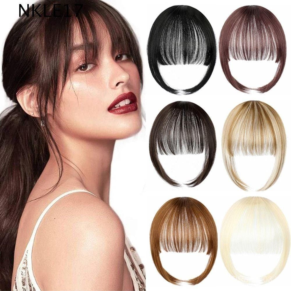 NKLE17 Franja Sem Corte , Clipe De Peruca Sintética Na Extensão Do Cabelo Bang , Estilo Natural Marrom Falsa Feminina