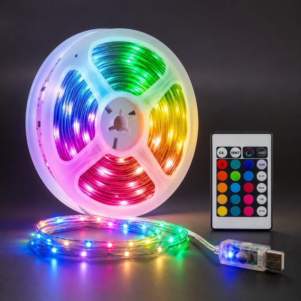 Fita de LED RGB para TV Quarto PC Decoração USB Controle Remoto Bluetooth 5 a 30m