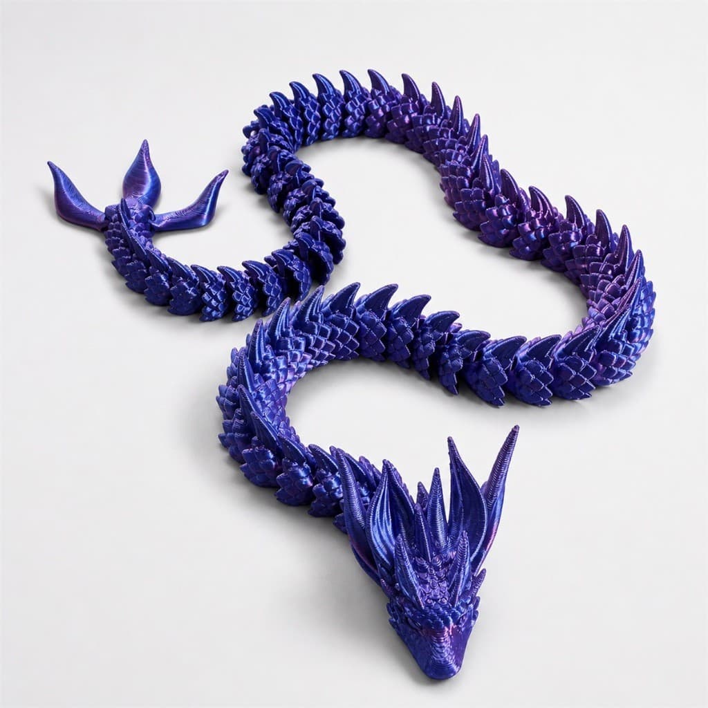 Dragão Articulado - 58cm Duo Color Roxo e Azul Safira