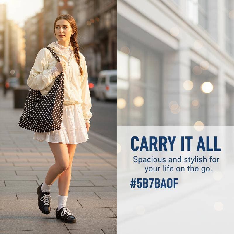 Dots Casual Bolsa De Ombro Coreano Dupla Face Design Grande Capacidade Sacola Para Mulheres Trabalho Compras