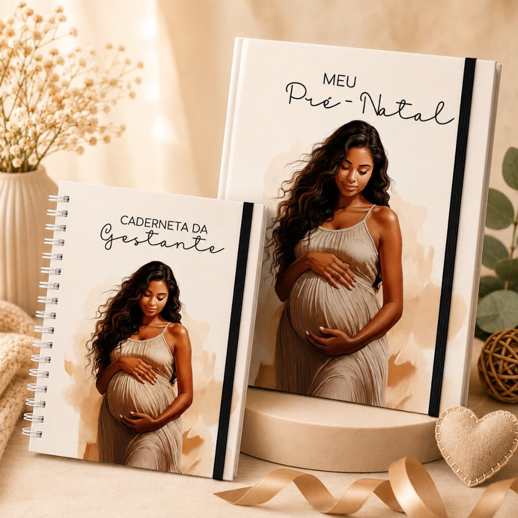 Kit Gestante Caderneta de Vacinação + Pasta Pré-Natal Personalizada Porta Exames, Ultrassom e Documentos