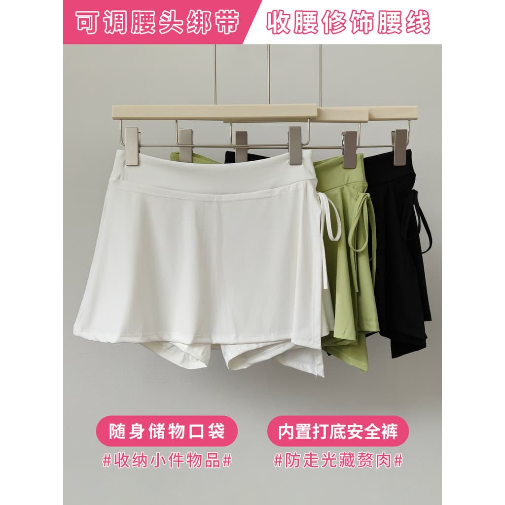 Culottes esportivas falsas de duas peças, cintura alta, corrida, Anti-exposição, Yoga, respirável, secagem rápida, tênis