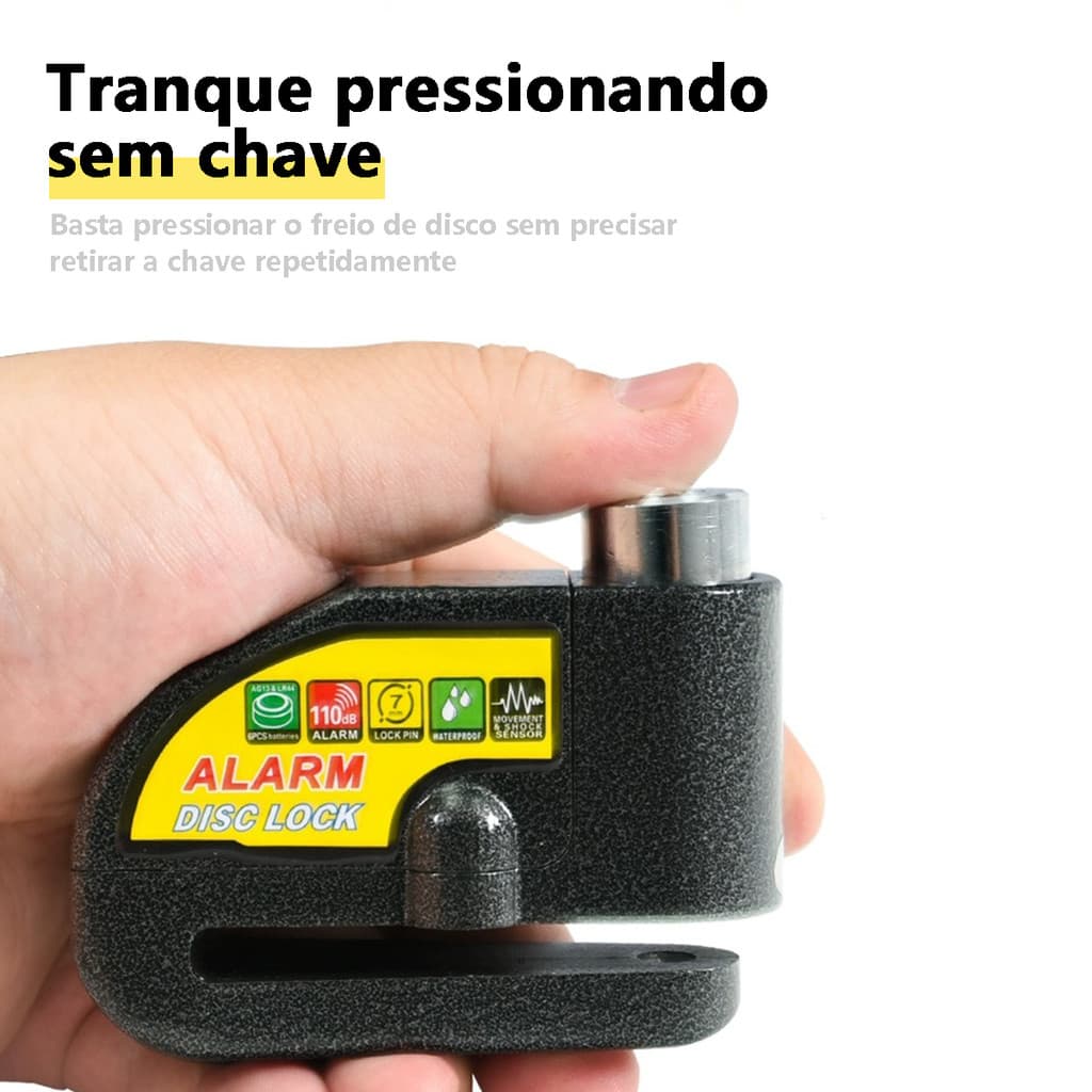 Trava de Disco para Moto com Alarme 110dB