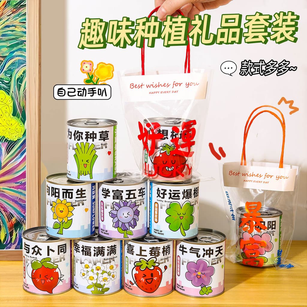 Conjunto de Presente Divertido para Plantar para Crianças, Prêmio de Volta às Aulas, Pequenas Plantas em Vaso, Plantas V