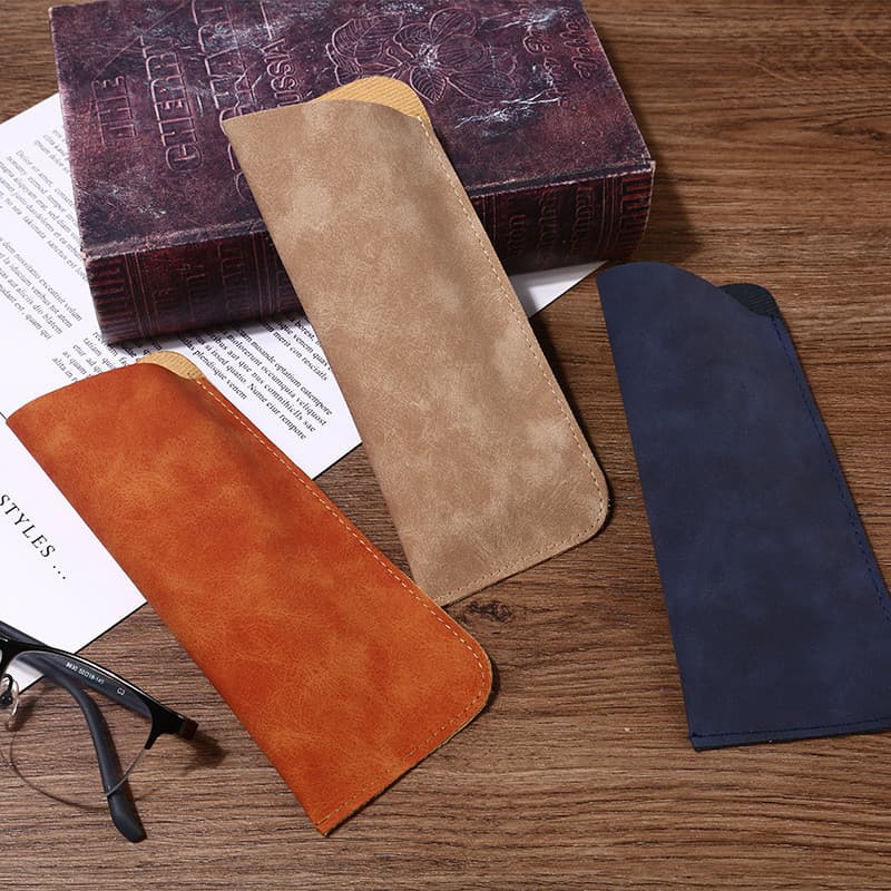 Bolsa De Óculos De Couro PU Vintage Com Aba , Portátil , Antiarranhões , Miopia , Presbiopia , Armazenamento Para Homens