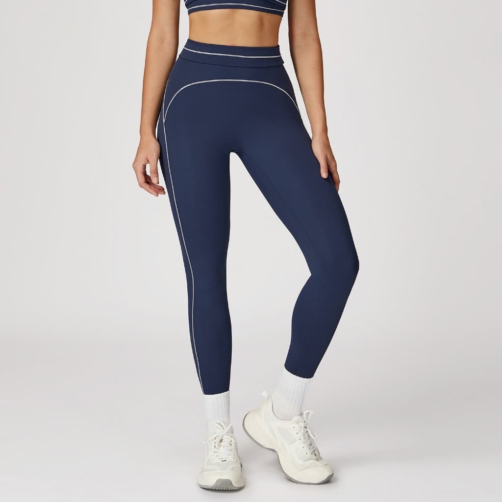 Senhoras calças de yoga de cintura alta Leggings, Hip-Lifting abdômen-estreito controle listras laterais calças de trein