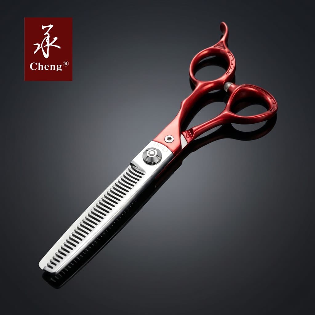Cheng tesoura Jinge chinês vermelho tesoura de cabeleireiro corte de cabelo desbaste tesoura espinha de peixe sem costur