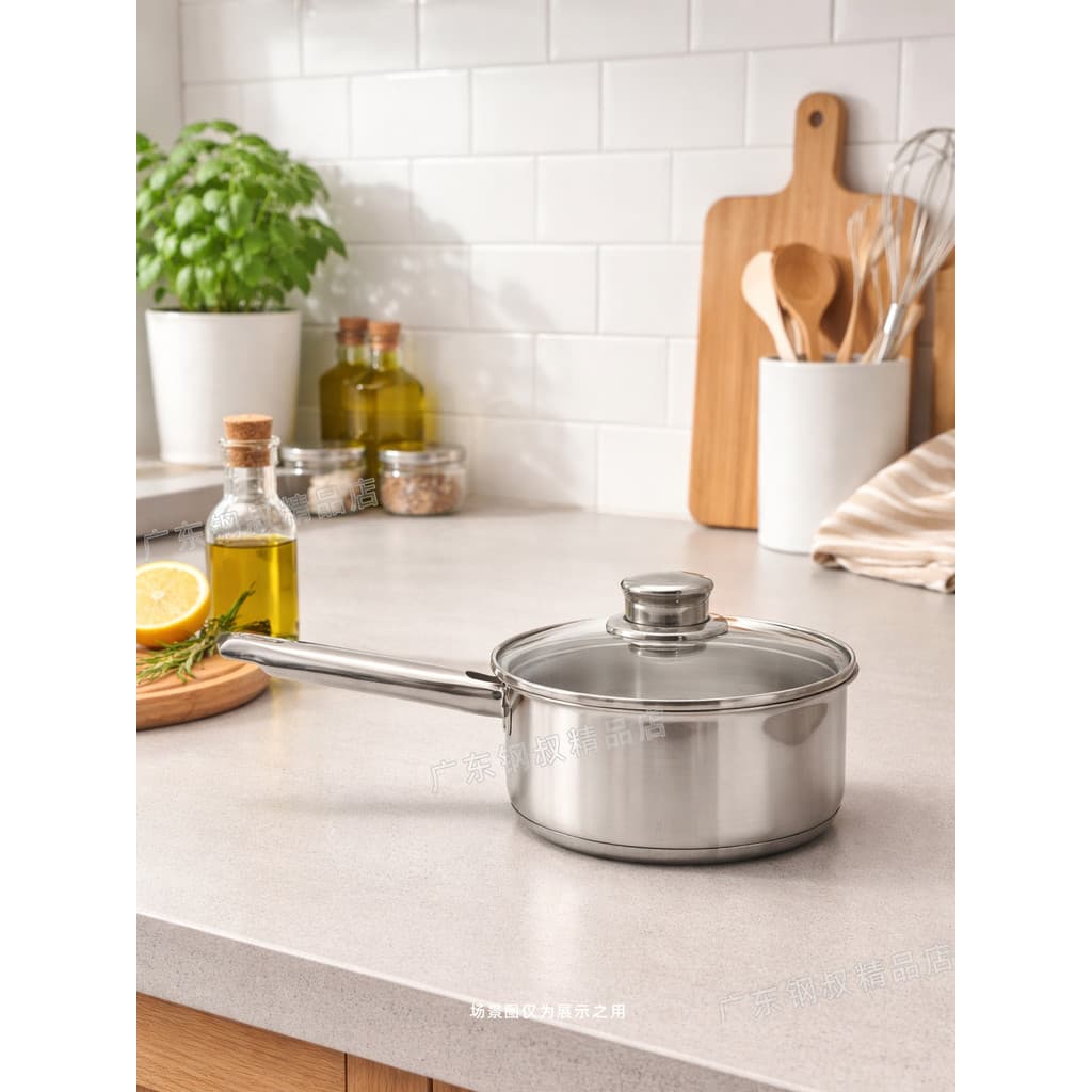Exportado para a Alemanha Pote de leite de aço inoxidável 18/10 16cm Pote de comida complementar espessado Pote de sopa