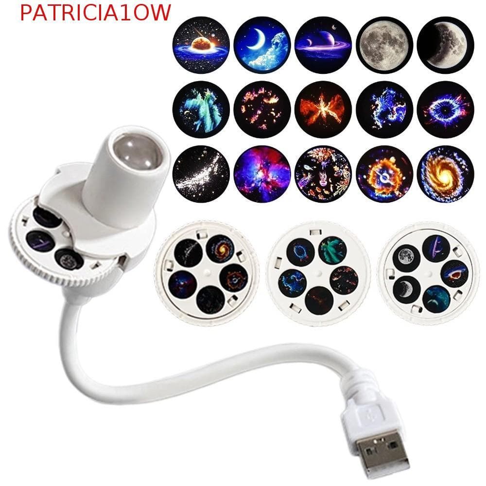 PATRICIA1OW Star Projector Light , Slides Intercambiáveis Flexível Neck Galaxy LED Projetor , Alimentado Por USB