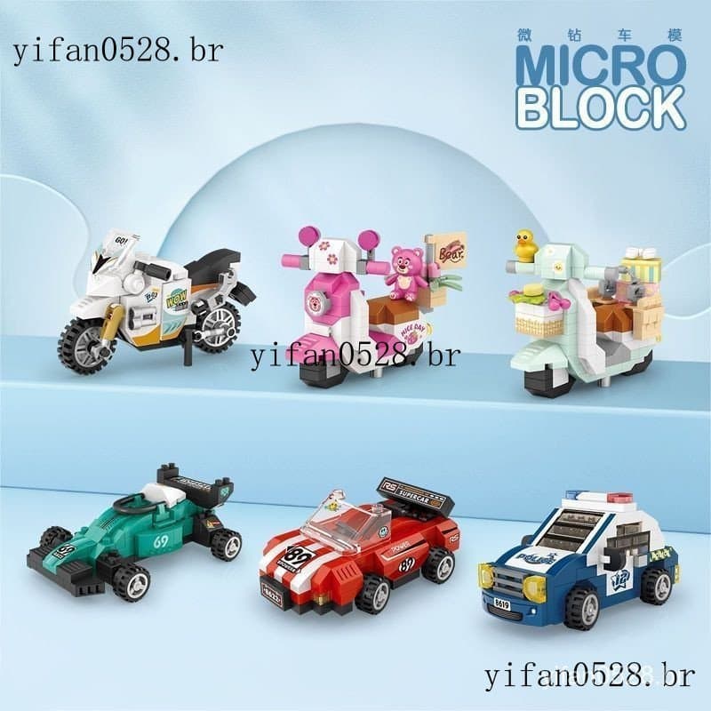 Loz blocos de construção de Micro partículas, carro esportivo, carro de corrida, locomotiva, caminhão de bombeiros, séri