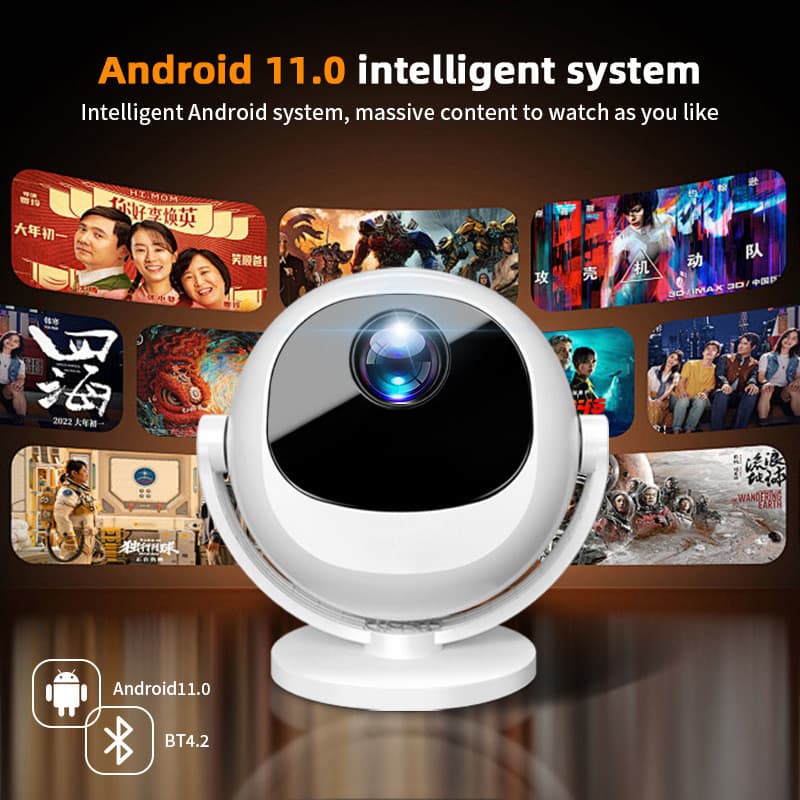 HD Doméstico Portátil 360°Projetor giratório para celular, mesma tela, tela de projeção sem fio inteligente, carro-chefe
