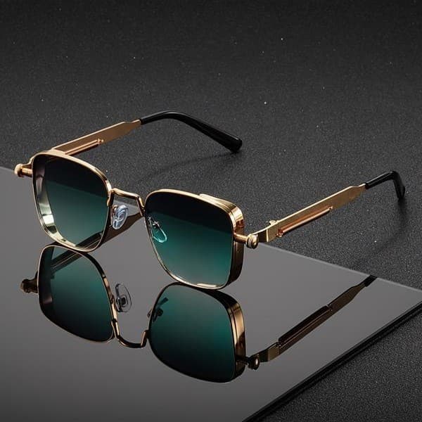 Óculos de sol masculinos quadrados Steampunk de Metal, óculos de sol transfronteiriços exclusivos da moda, óculos de sol