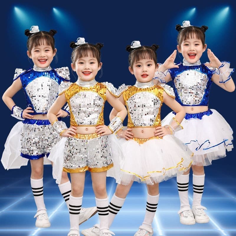 Crianças desempenho traje Pettiskirt jardim de infância Cheerleading traje Jazz desempenho traje meninos meninas dança m