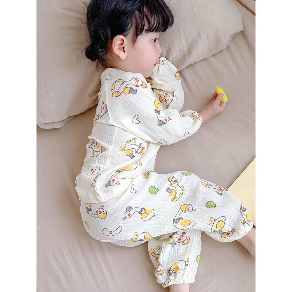 Primavera outono meninas conjunto de pijamas de algodão puro crianças dupla camada fio de algodão Homewear calças de man