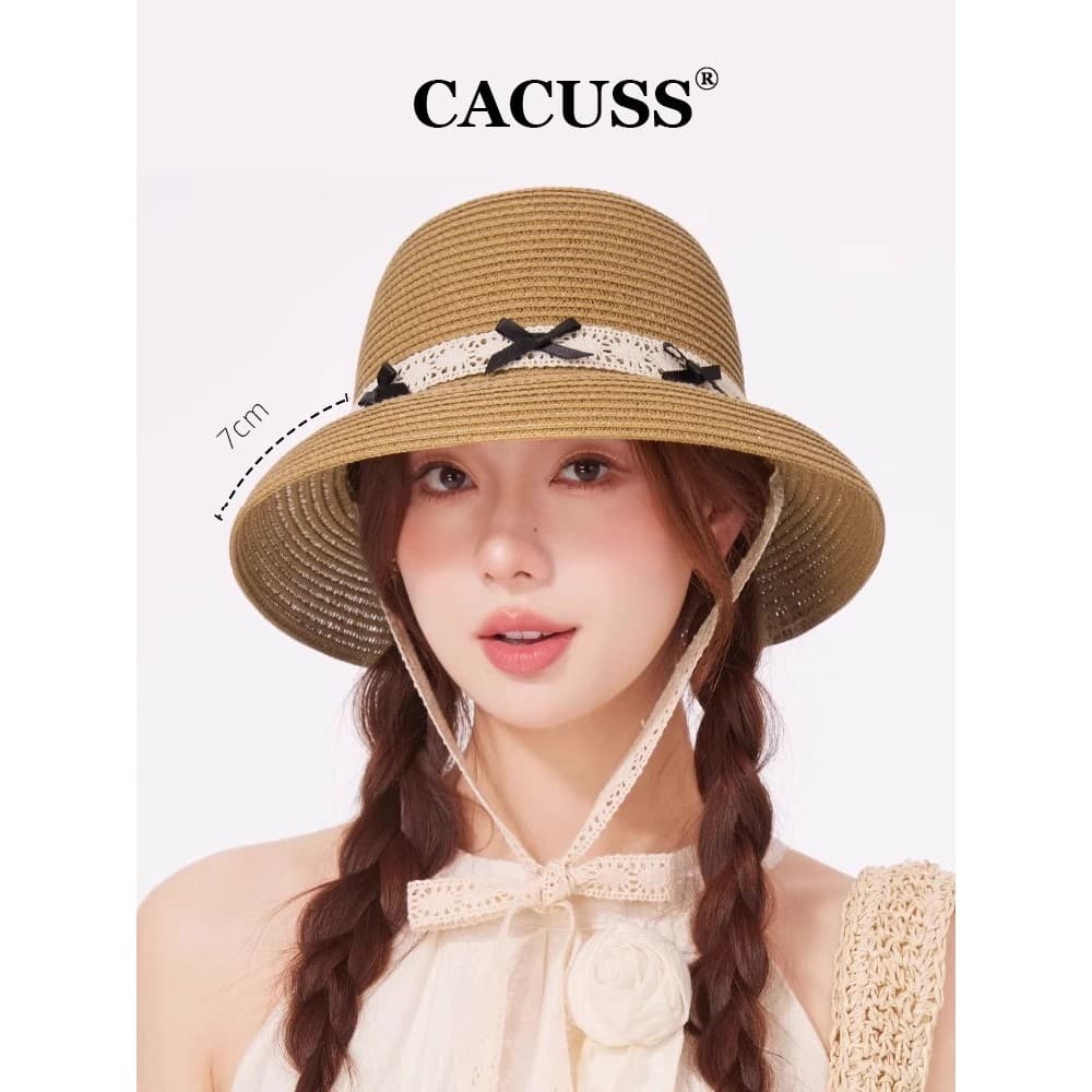 Chapéu CACUSS feminino protetor solar de verão chapéu de palha francesa chapéu de praia à beira-mar Anti-ultravioleta ch