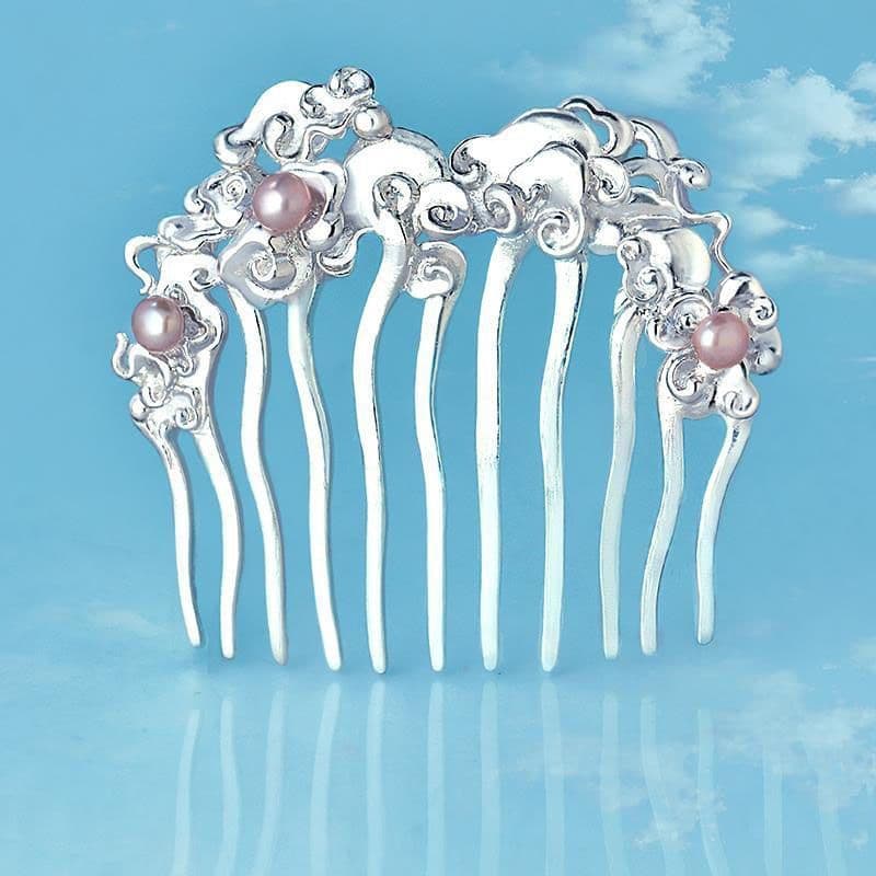 [Coleção 2602 pessoas] Original S925 prata esterlina acessórios de cabelo antigos passo agitando pente de cabelo inserçã