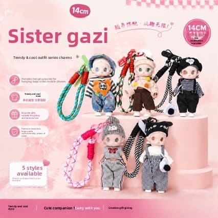 Chaveiro De Boneca De 14 Cm Com Conjunto De Vestido De Roupa Cordão Fofo Para Presente De Meninos E Meninas