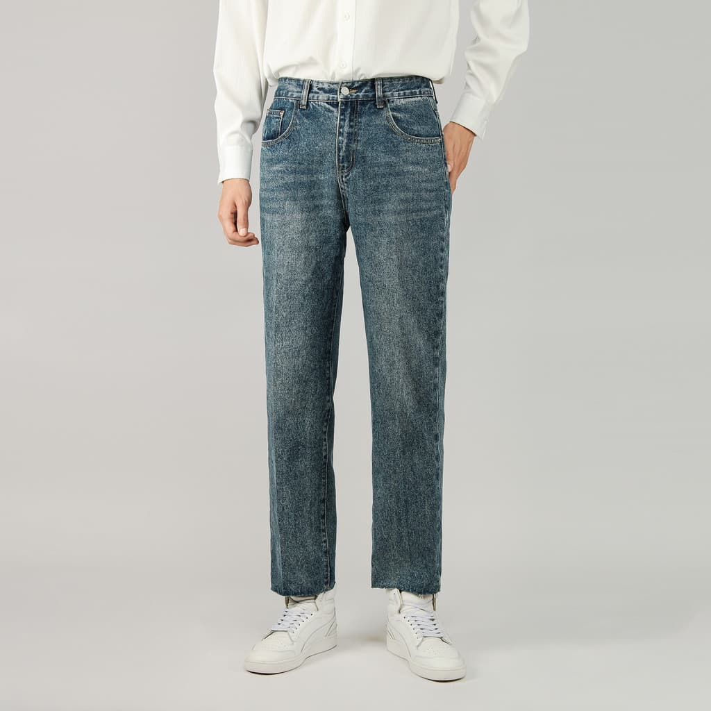Jeans retos de pernas tornozelo masculino novo estilo Street Wear high-end solto high-end masculino