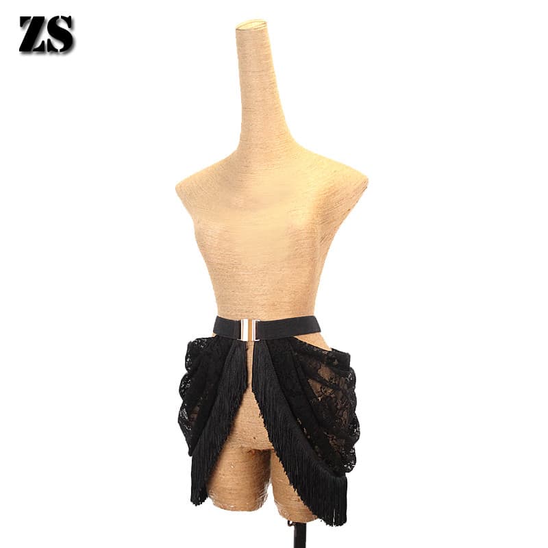 ZS renda borla cinto de dança latina acessórios de desempenho cinto elástico roupas de prática de dança acessórios de sa