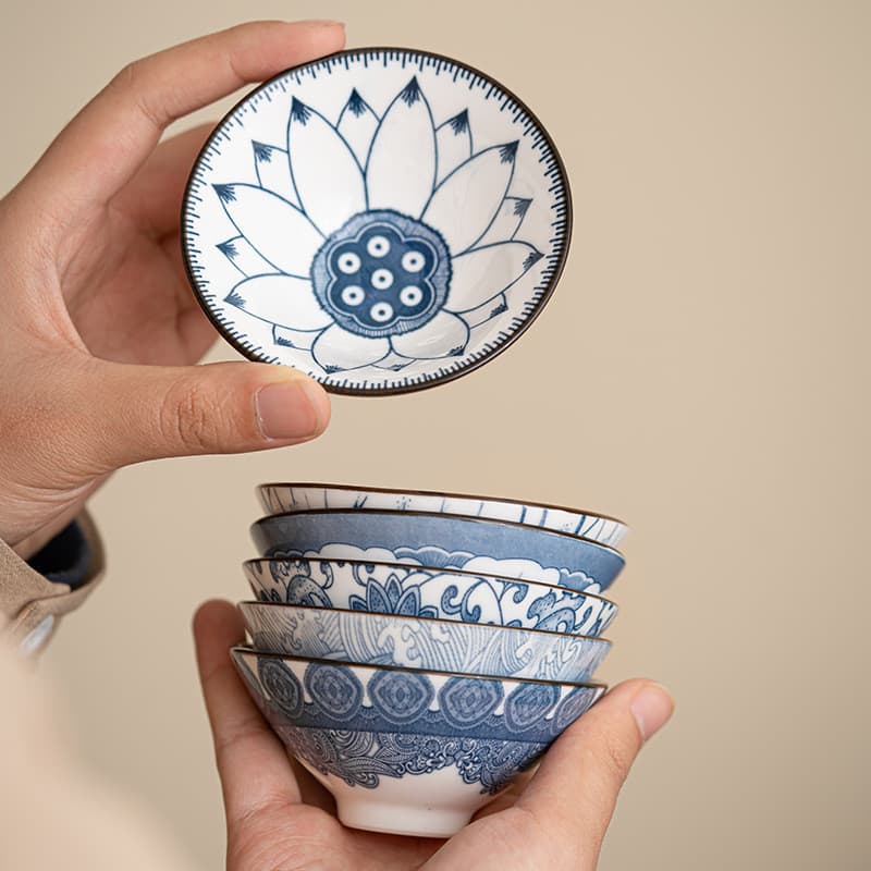 Azul branco chapéu xícara de chá xícara de cerâmica casa Kung Fu xícara de chá mestre xícara de chá único pequeno copo d