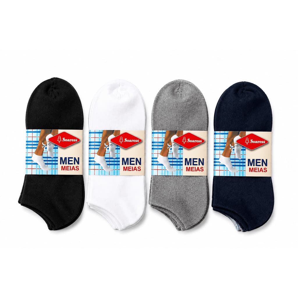 KIT 12 PARES MEIA CURTA SOQUETE UNISSEX PREMIUM | TAM. 35–43