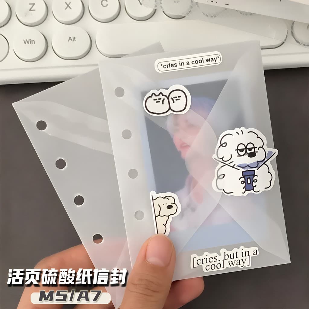 M5a7 fichário translúcido sulfato papel Envelope cartão manual adesivo nota saco de armazenamento classificação saco diy