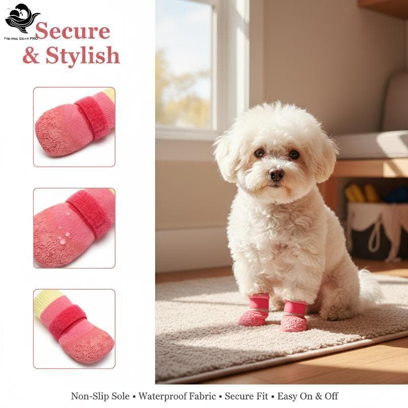 PFG 4 Unidades De Sapatos De Malha Para Cães Ajustáveis Antiderrapantes Botas De Cachorro Anti-Sujeira Respirável Caminh