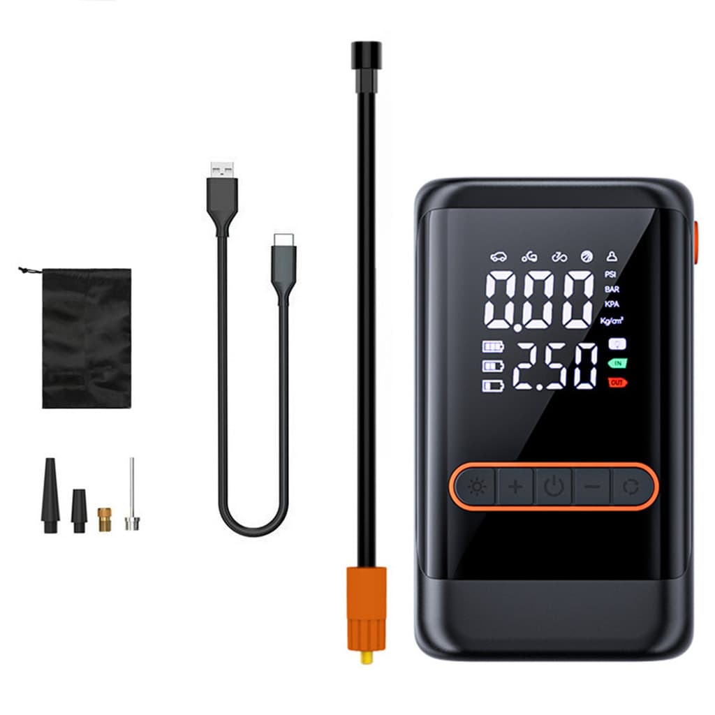 Bomba de Ar Portátil Digital Mini Compressor Recarregável Sem Fio Calibrador de Pneu para Carro Moto Bike Bicicleta Bola