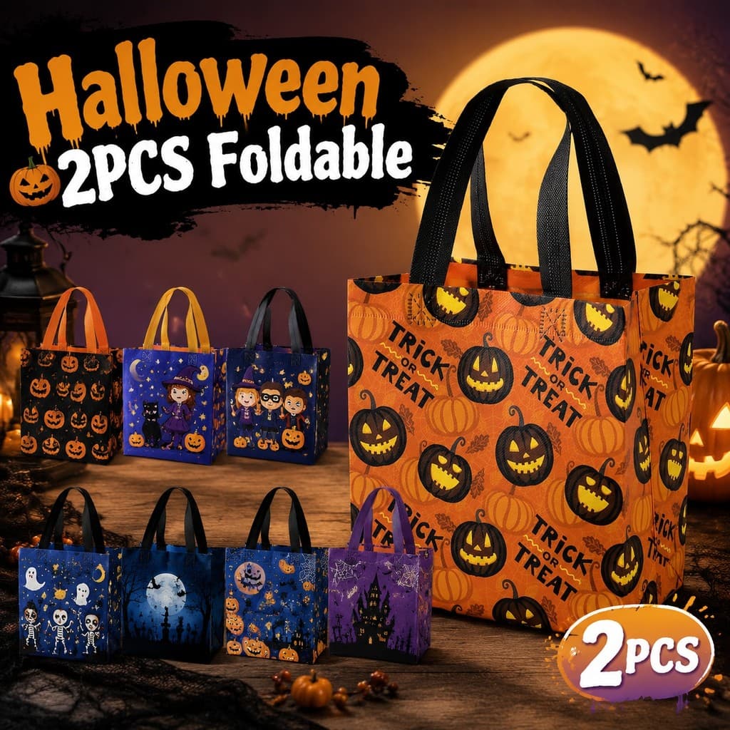 2 Unidades De Sacola De Doces De Halloween Com Estampas Fantasmas De Abóbora Assustadoras