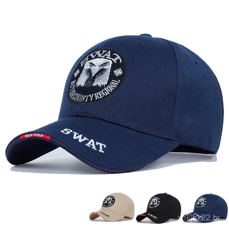 Boné Militar SWAT com Águia Bordada, Bonés de Beisebol Pretos, Bonés Táticos Snapback Masculinos e Femininos QORK