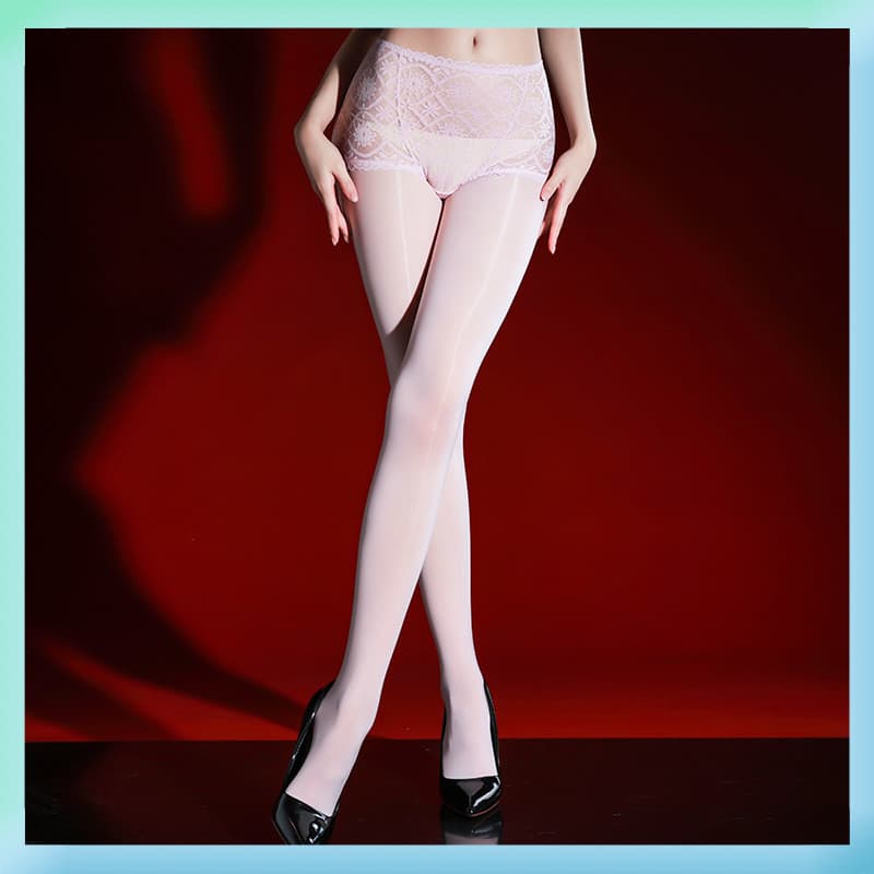 Meia-calça de renda feminina com calcinha integrada, de nylon, brilhante e sedosa, modelagem de virilha 360°, anti-rasgo