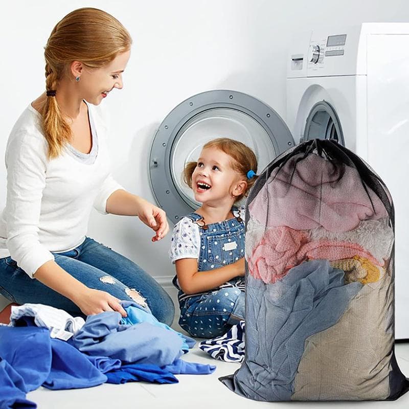 Saco De Malha Para Lavanderia , Tamanho Grande , Cor Sólida , Cordão , Anti-snagging Deformação , Lavagem De Roupas , 60