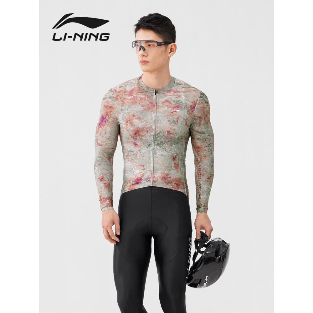 Li Ning camisa de ciclismo masculina de manga comprida 2026 novo estilo calças superiores equipamentos conjunto completo