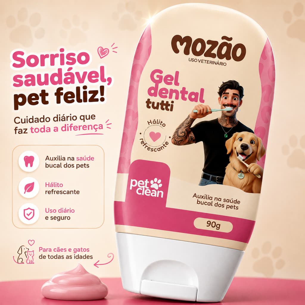 Creme Dental Para Cachorro e Gato Elimina Mal Hálito Tártaro Saude Bucal